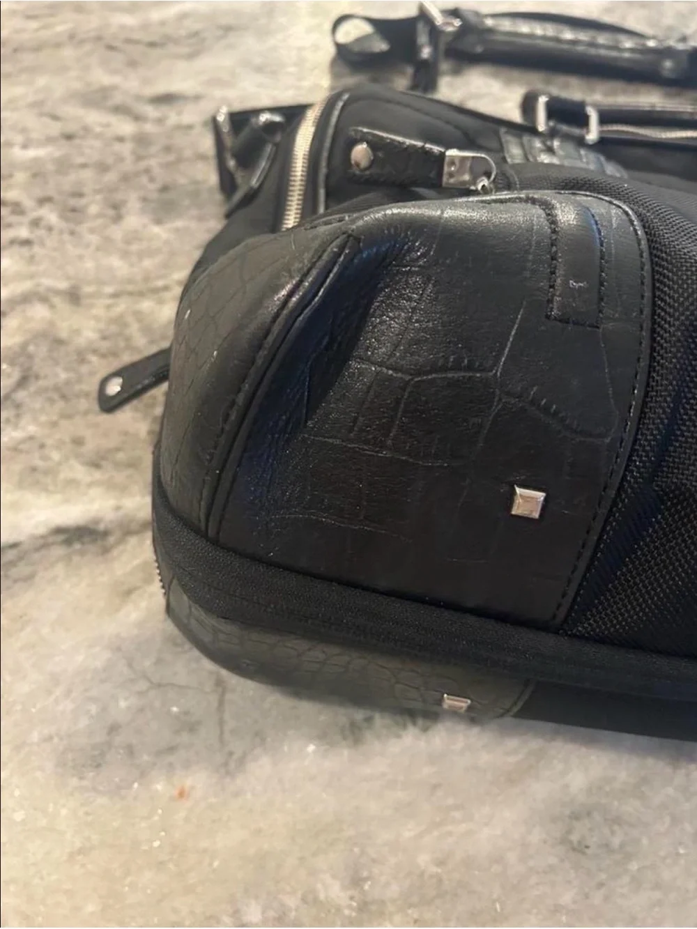 Tumi Black Nylon Laptop Bag with Leather Accents